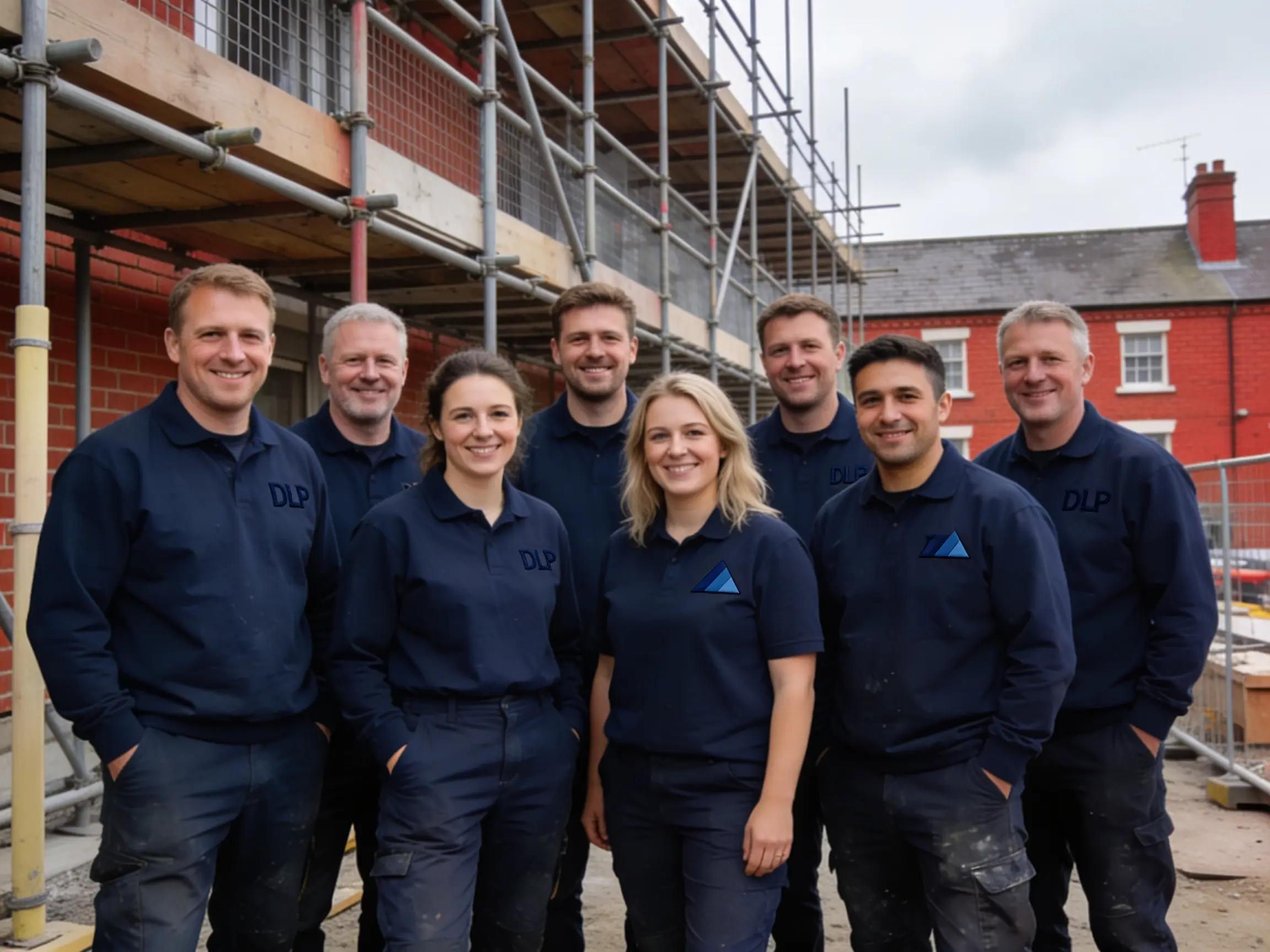Group shot of directly employed trades in DLP workwear