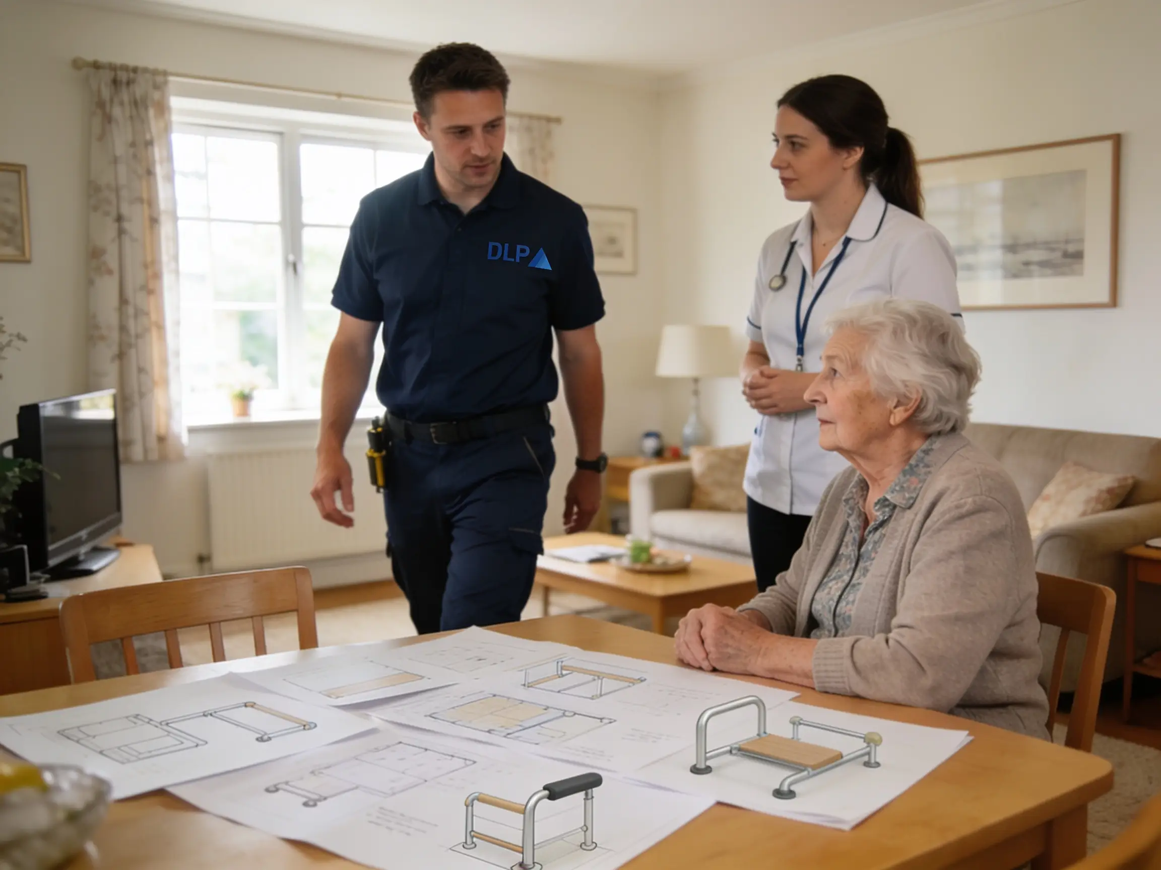 DLP installer walking through an adaptation plan with an occupational therapist
