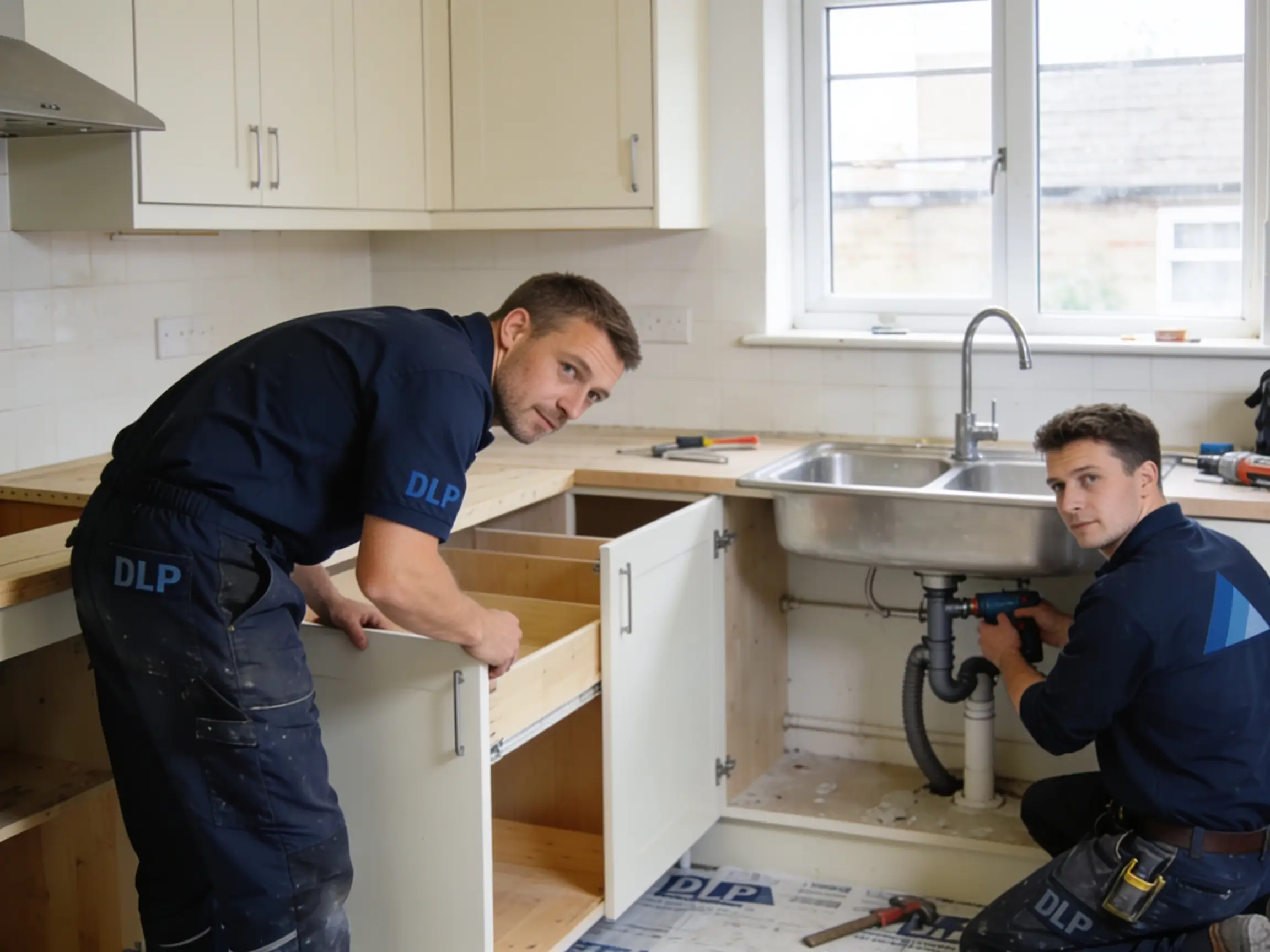 Kitchen refit mid-install — multiple DLP trades working together