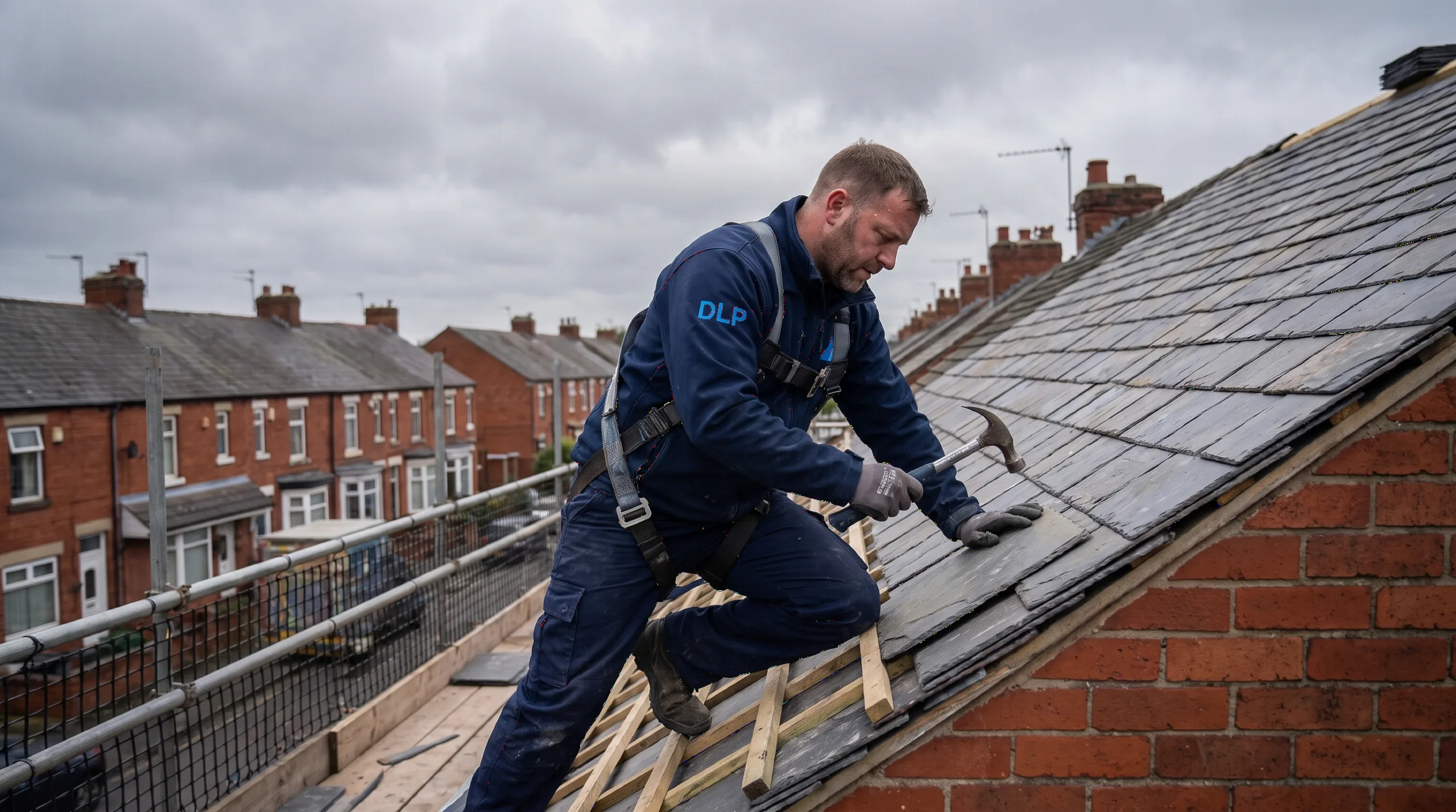Head and shoulders or action shot on site, branded workwear.